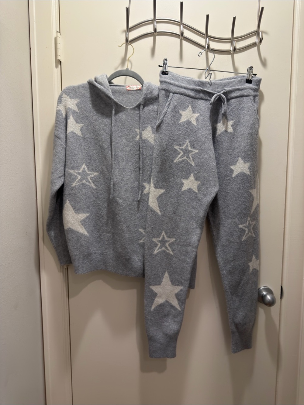 Altar'd State Gray Star Knit Hoodie and Jogger Set